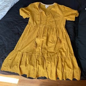 Knox Rose Mustard Eyelet Detailed Dress Size Xsmall